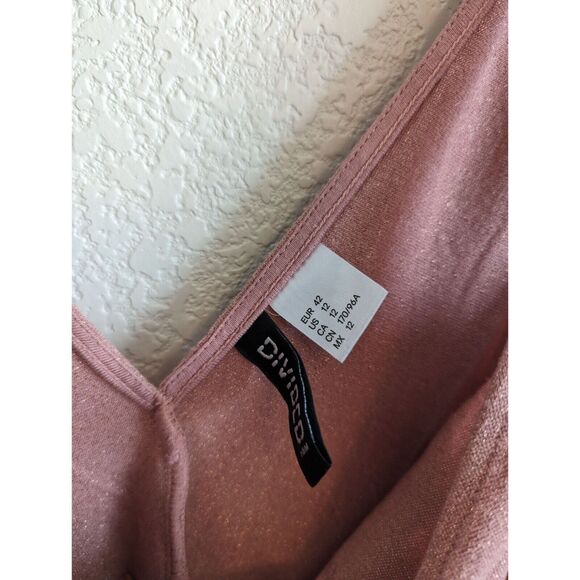 Divided by H&M Womens Sz 12 Knee Length Dress Blush Pink Metallic Party - Picture 3 of 4